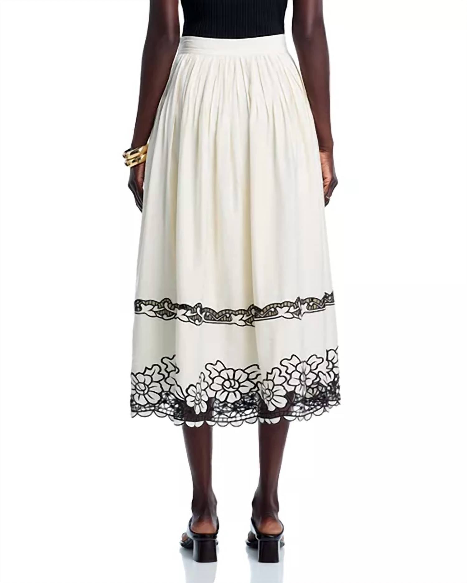 Elie Tahari - Poppy Embroidered Midi Skirt