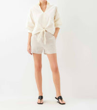 Fifteen Twenty - Women's Jena Lantern Sleeve Tie-front Top