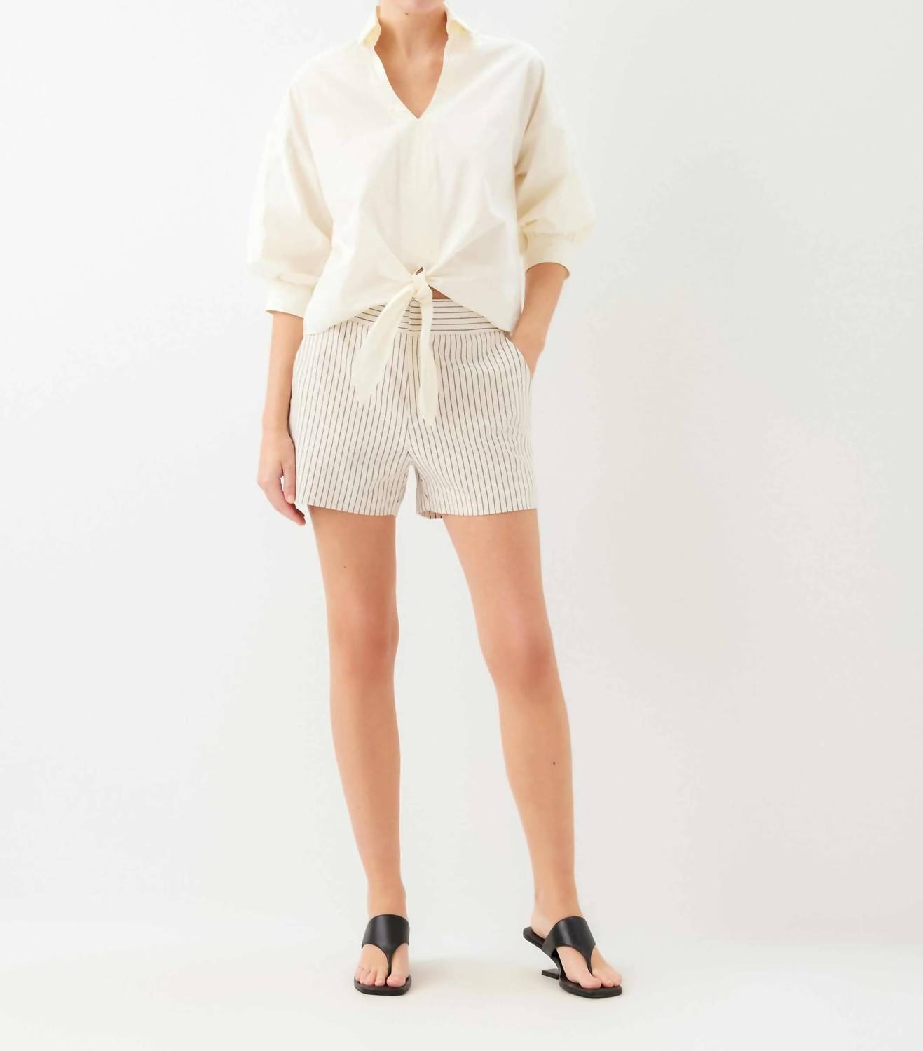 Fifteen Twenty - Women's Jena Lantern Sleeve Tie-front Top