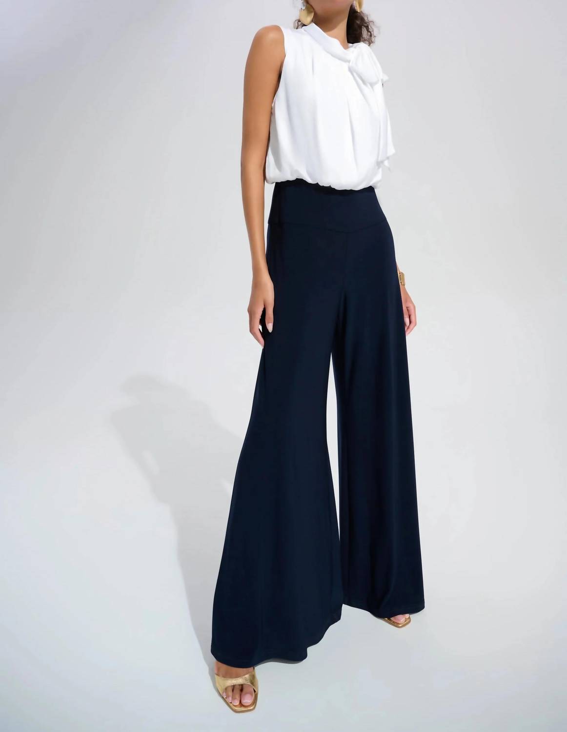 Joseph Ribkoff - Mock Neck Tie Wide Leg Jumpsuit
