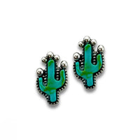 Pink Panache Women's Cactus Three Pairs Earring Set in turquoise silver - women's jewelry - alternate view