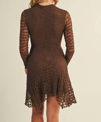Mustard Seed Tessa Lace Long Sleeve Dress in brown - women's dress - detail view