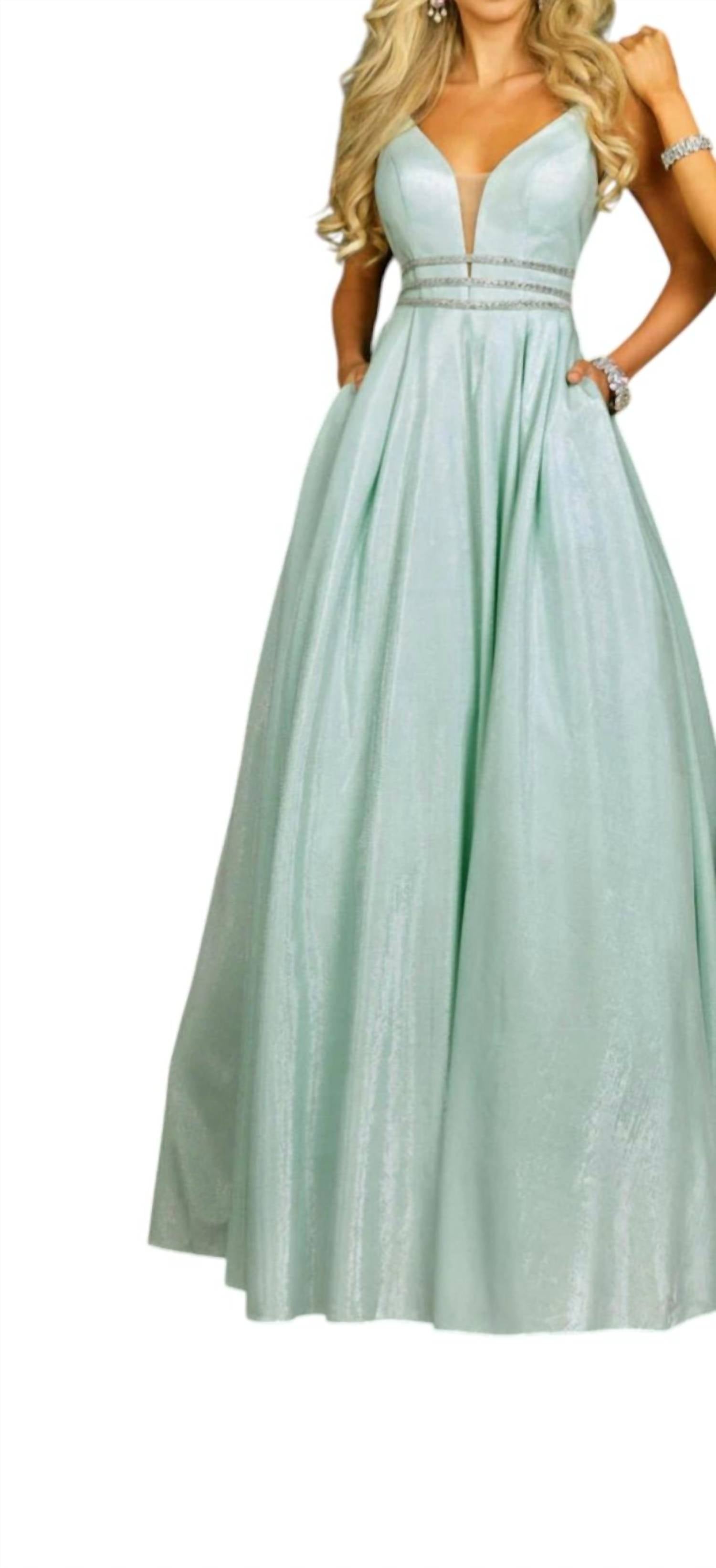 Karishma Creations - Shimmer Jersey V-neck Ball Gown