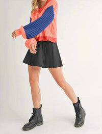 Klesis - Relaxed Fit V-neck Color Block Knit Sweater Top