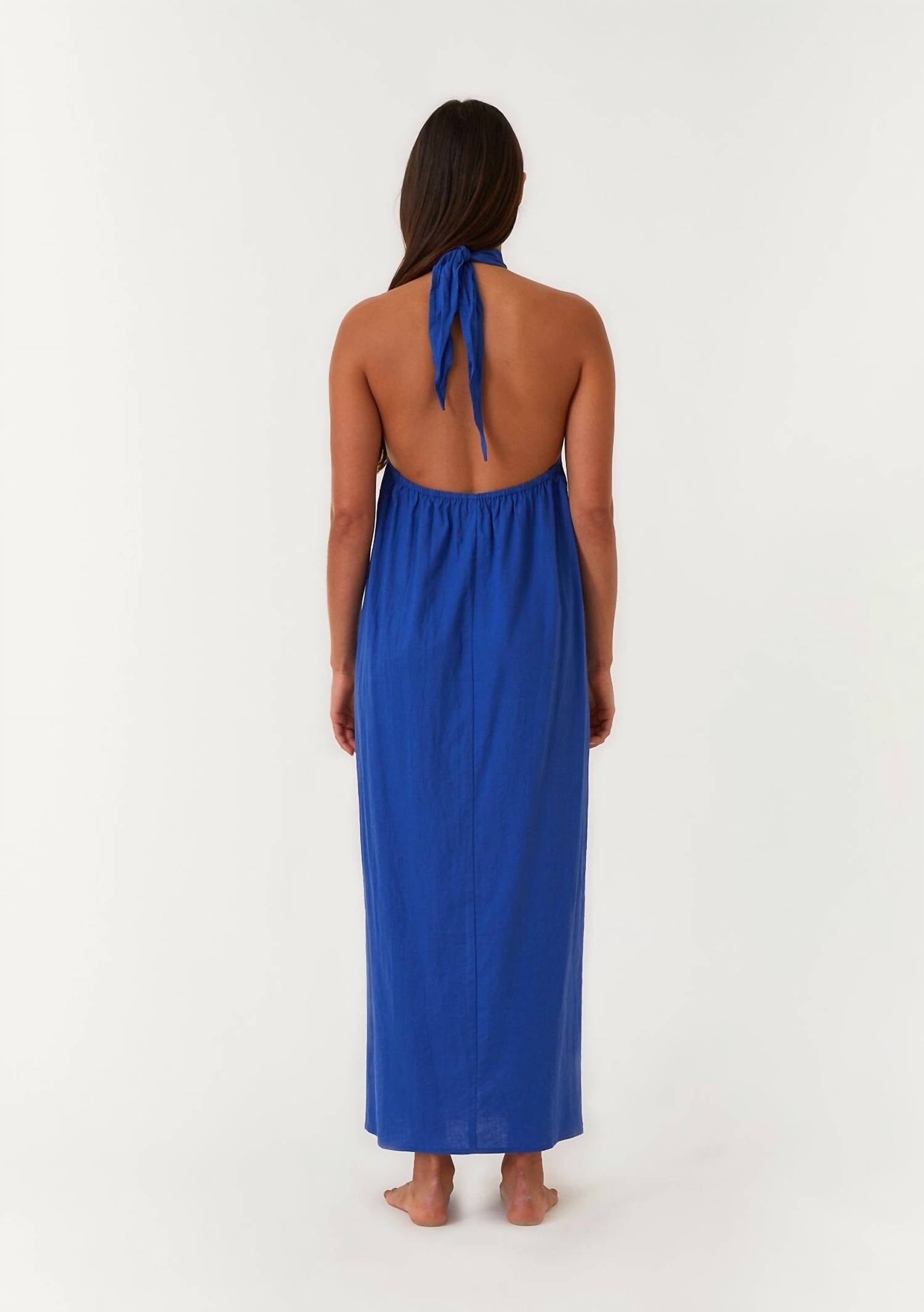 Lovestitch - Open Back Twist Halter Maxi Dress With Front Slit
