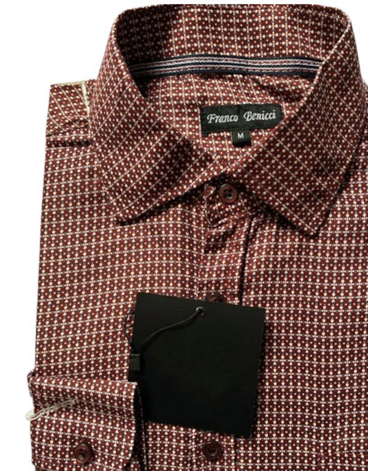 Daniel K - Men's Long Sleeve Dotted Dress Shirt
