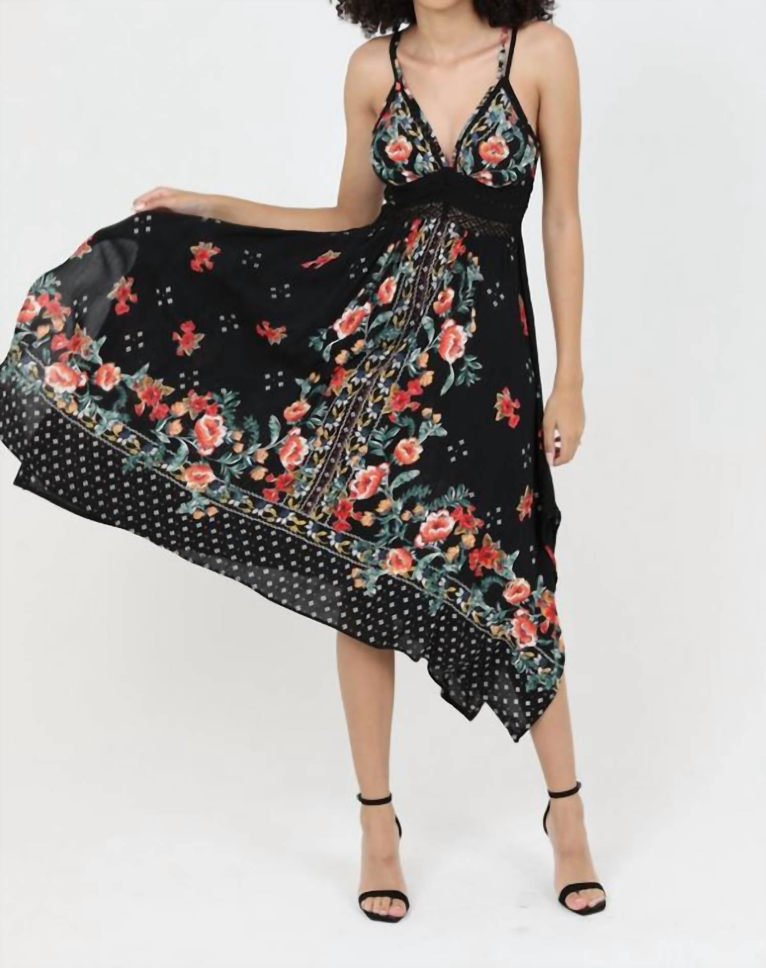 Angie - Sleevless Flowered Midi Dress
