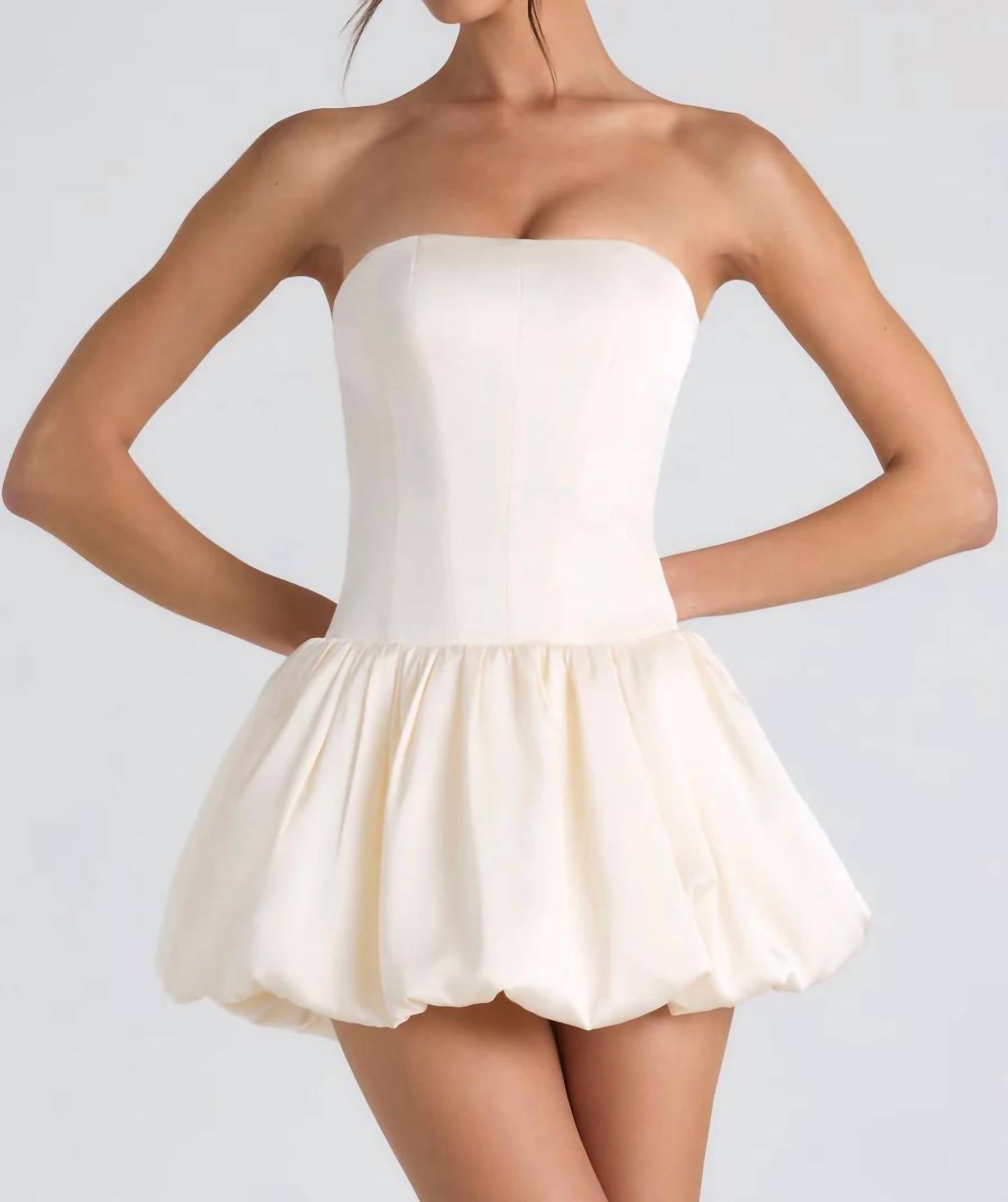Oh Polly - Fabiola Lace-up Bubble Hem Corset Mini Dress