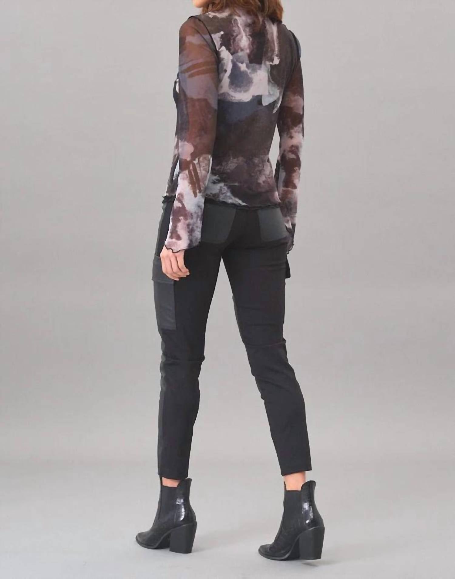 Lola & Sophie Full Moon Mesh Shirt in black - women's blouse - view 4