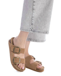 Xti Women's Buckle Suede Sandal in camel - women's sandal - view 4