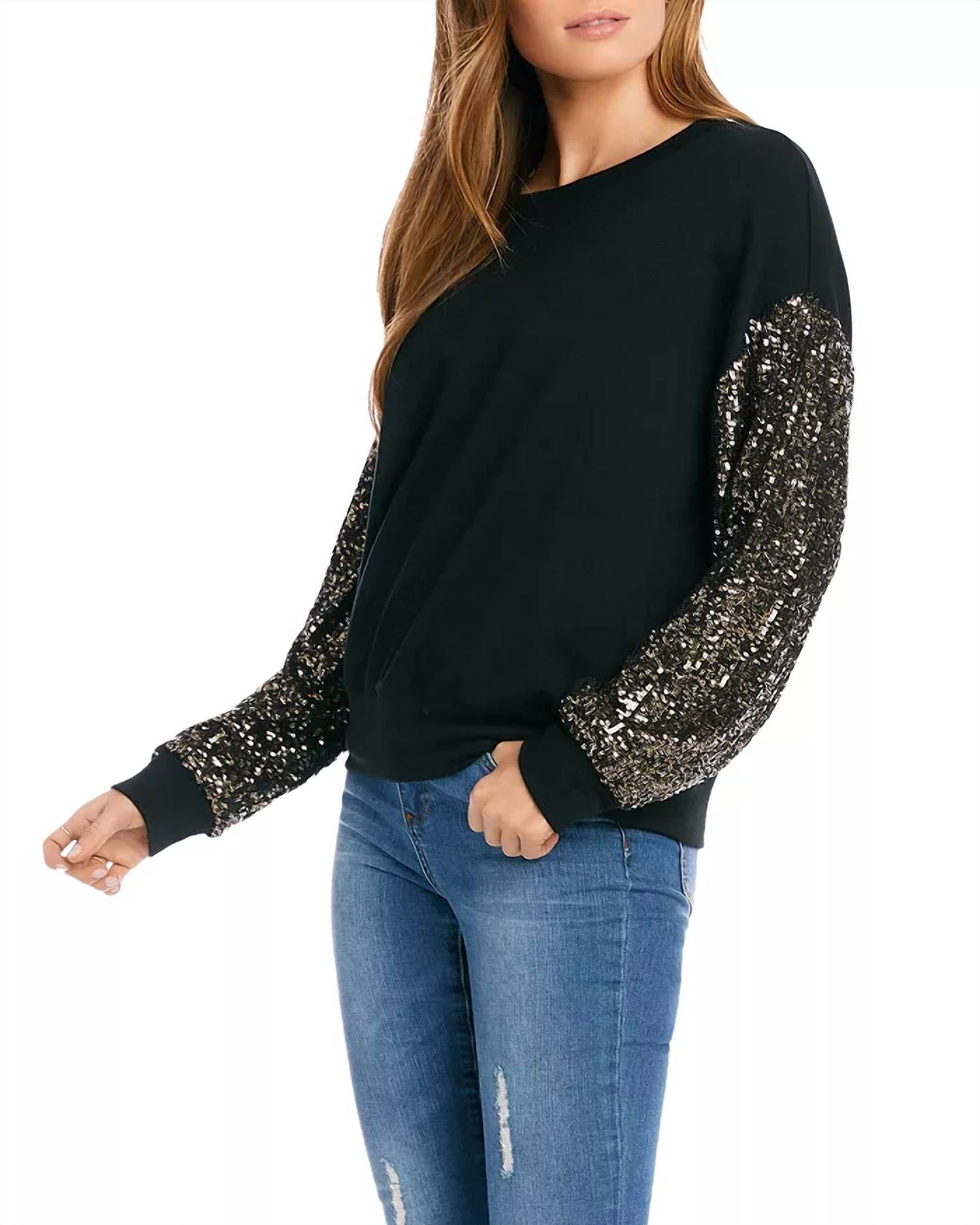 Karen Kane - Sosie Sequin Sleeve Long Sleeve Top