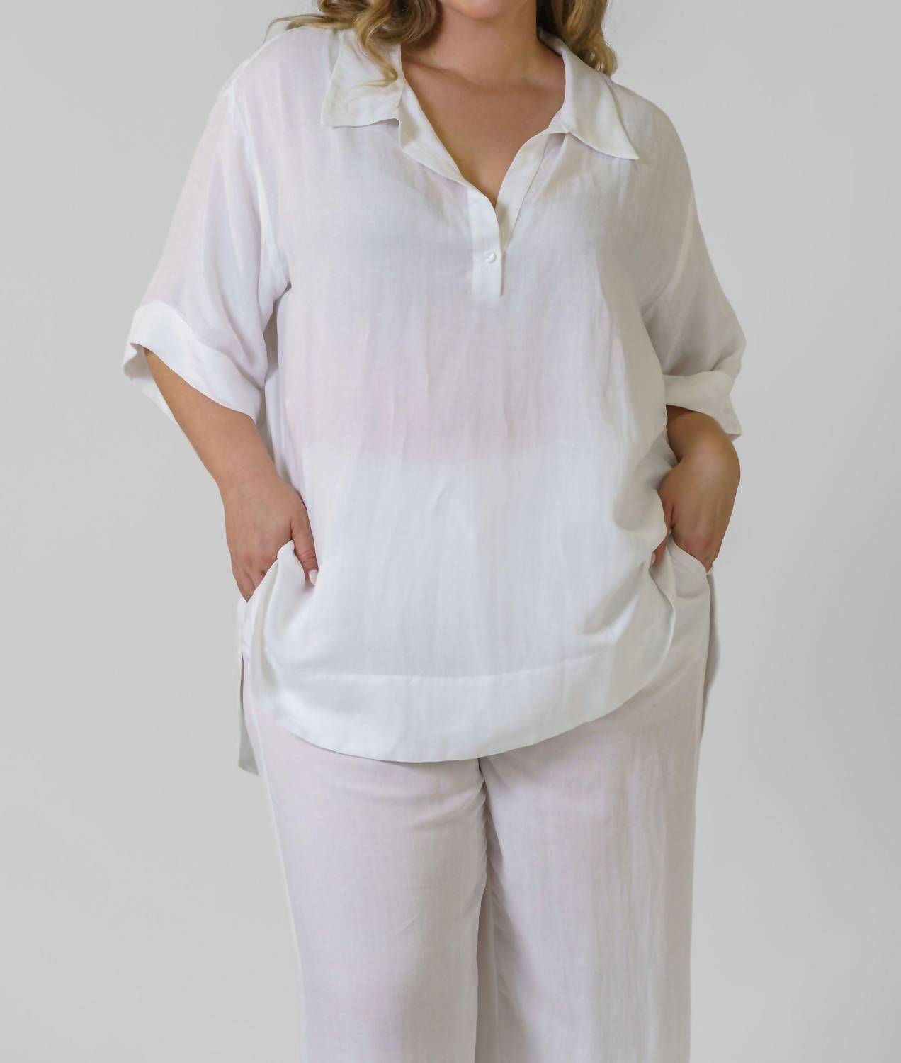 Mat Fashion - Linen Viscose Blouse - Plus