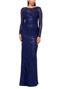 Betsy & Adam - Women's Cecelia Bateau Modern Fit Gown Dress