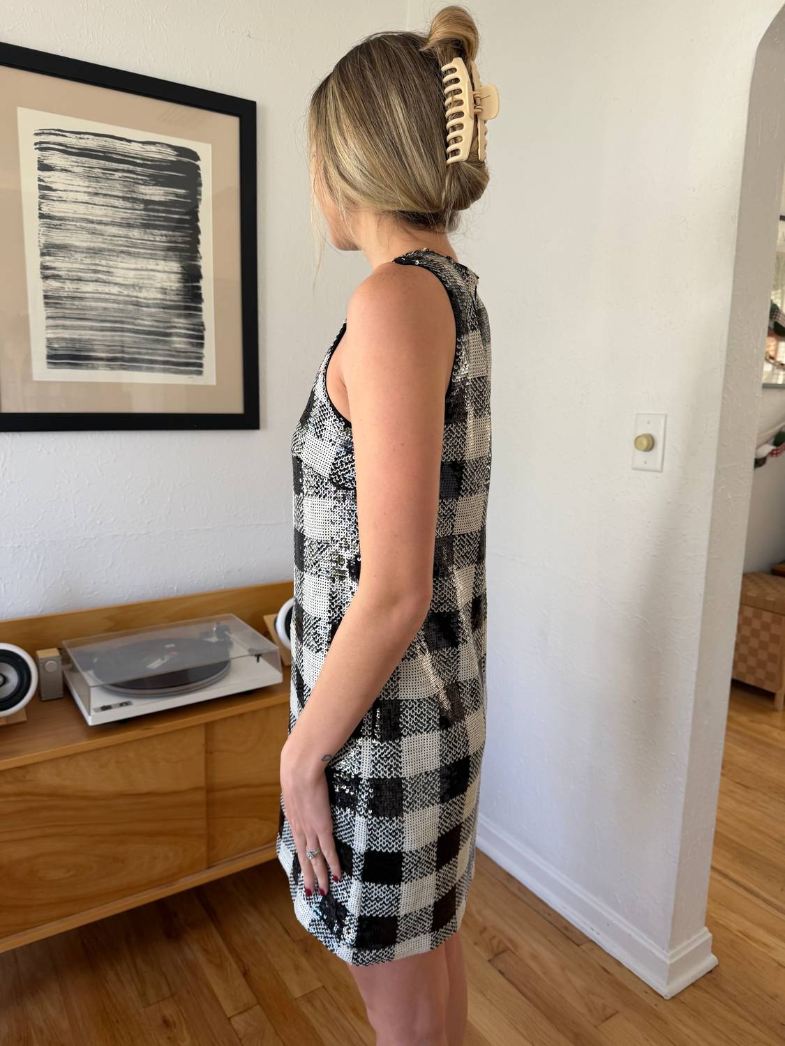 Frnch - Carra Gingham Sequin Tank Mini Dress