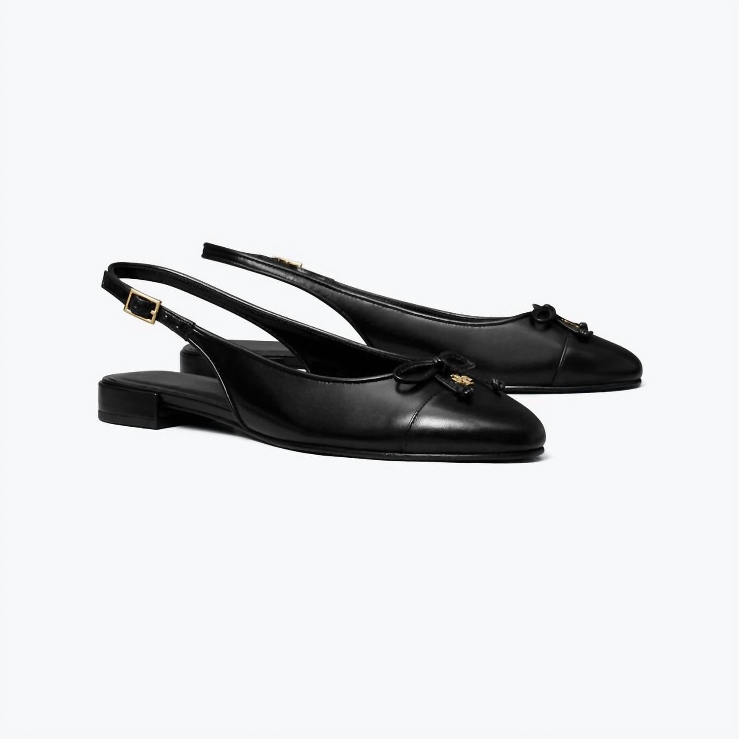 TORY BURCH Women's Cap Toe Slingback Ballet Flats in perfect black - women's flats