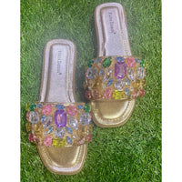 Pierre Dumas Women's Gem Embellished Slide Sandals in multicolor - women's sandal