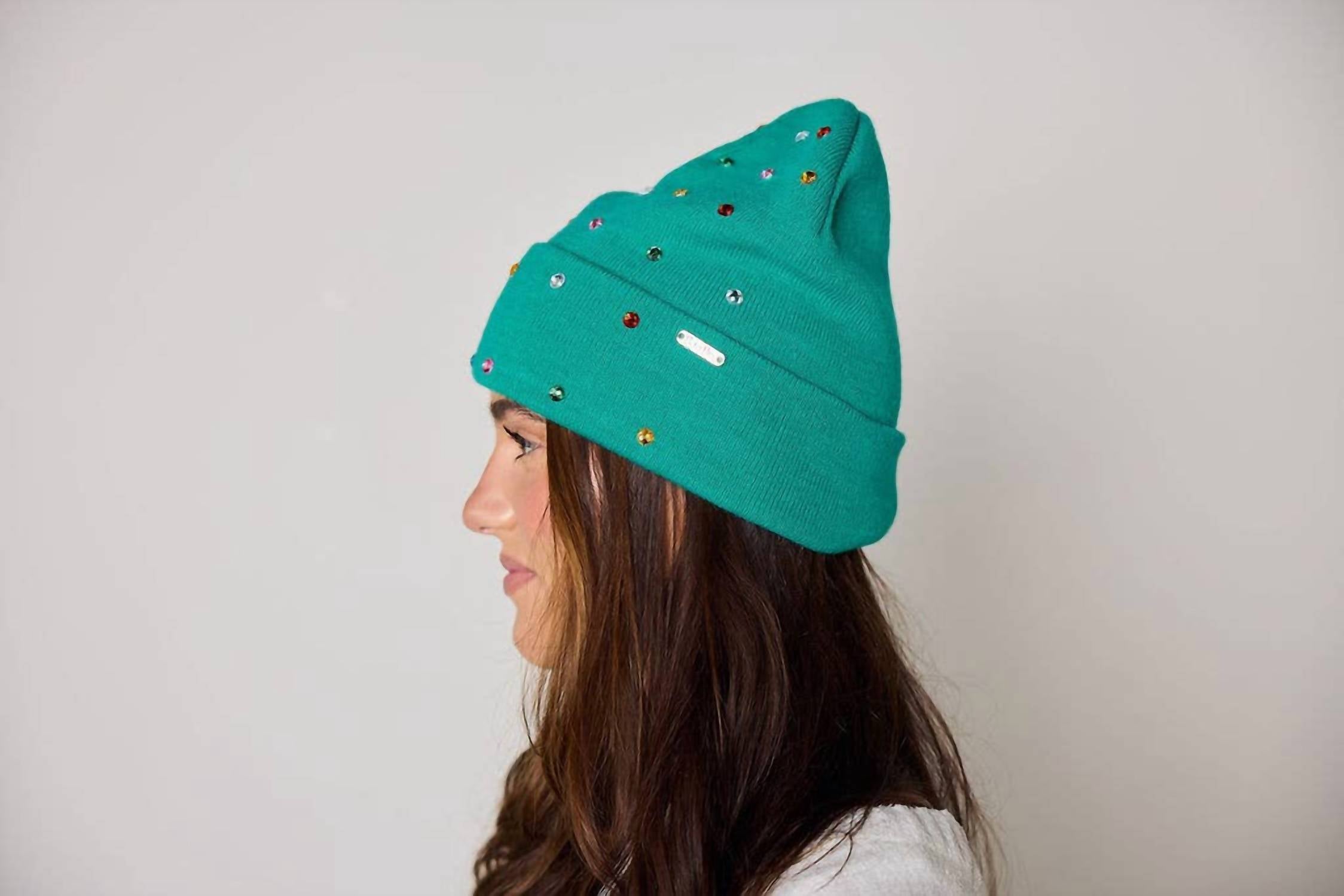 Packed Party - Knit Rhinestone Beanie And Mittens Set