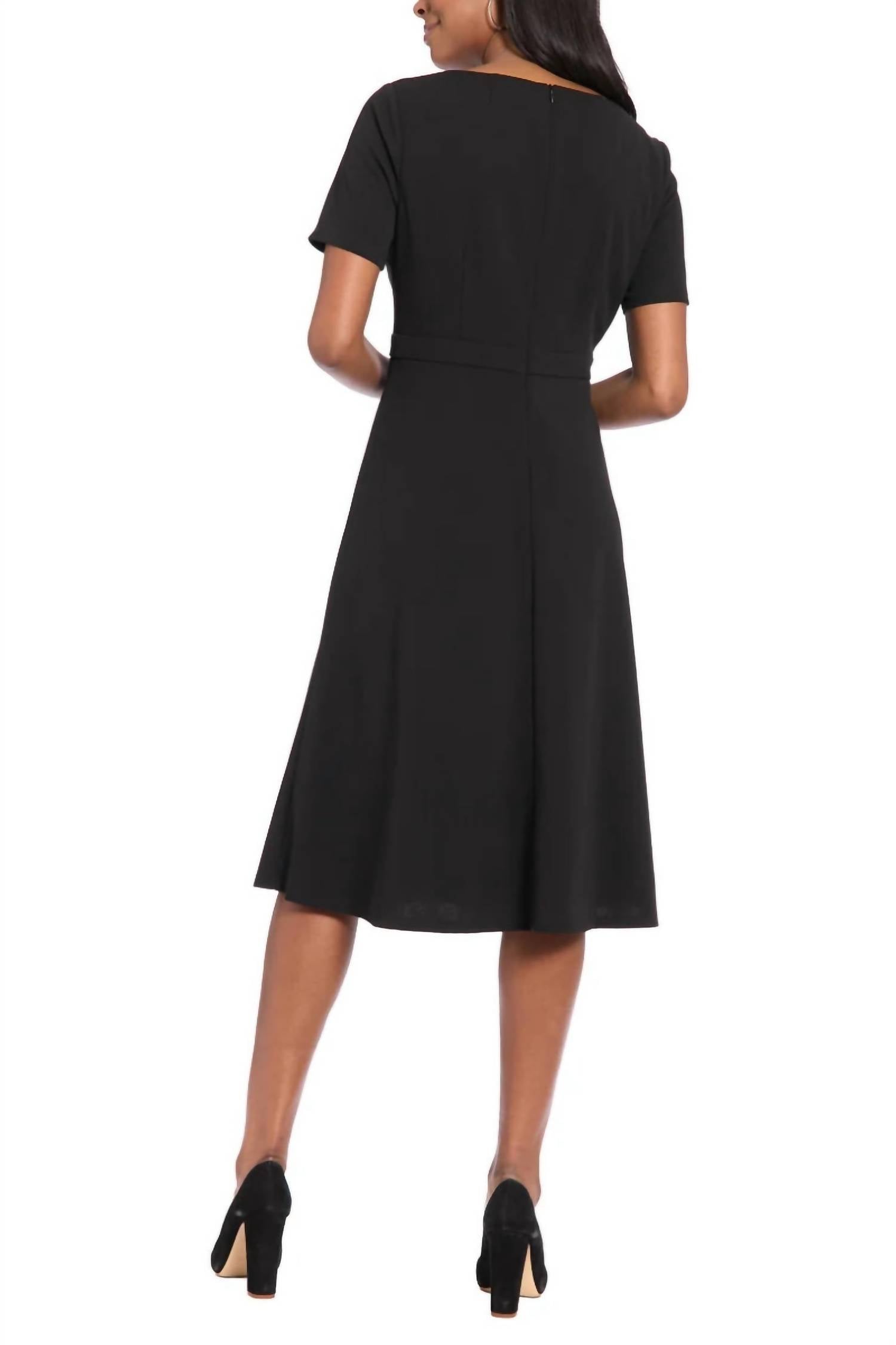 London Times - Drape Neckline Bodice A-line Dress