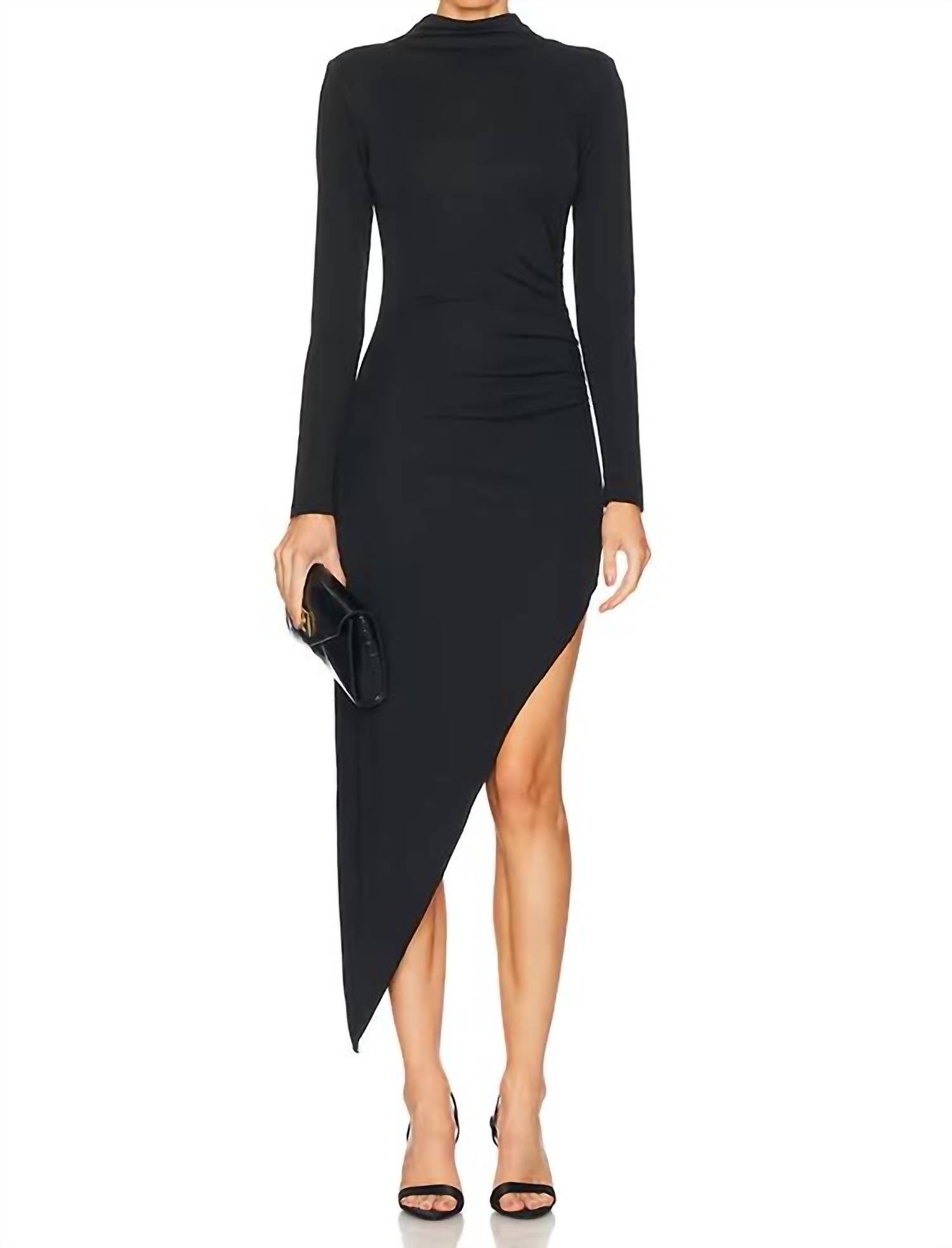 Astr - Mock Neck Asymmetrical Dress