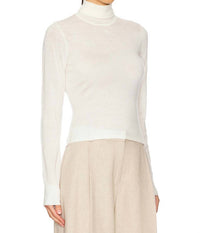The Garment Bergen Turtleneck Blouse in cream - women's blouse - detail view