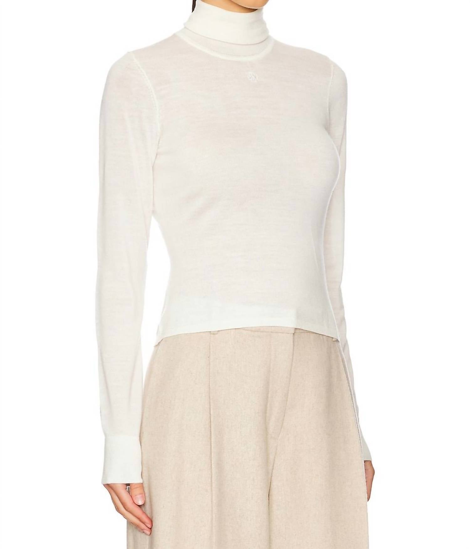 The Garment Bergen Turtleneck Blouse in cream - women's blouse - detail view
