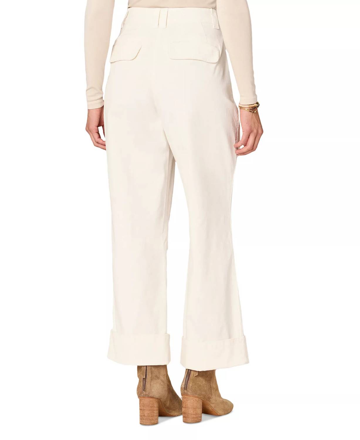 Democracy Pleated Cuffed Wide-leg Pants in off white - women's pants - alternate view