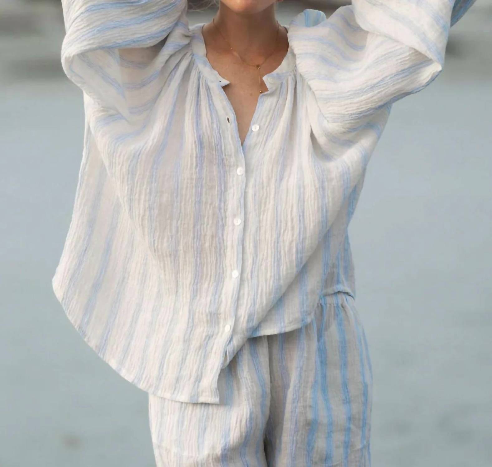 Luciee - Linen Crinkle Oversized Blouse