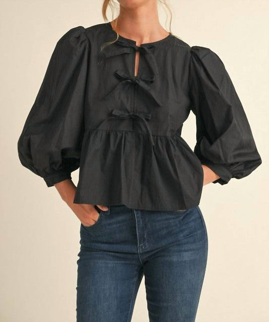 Jodifl - Betty Bow Ties Peplum Top
