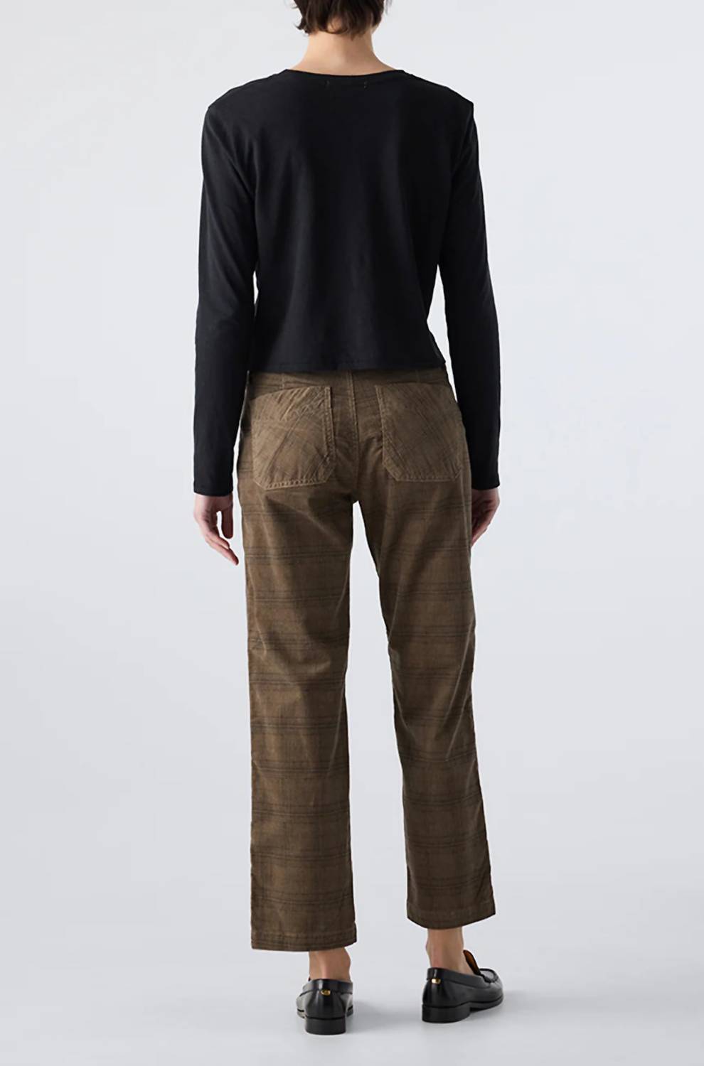 AMO Lillian Printed Trouser in dark sand - women's pants - detail view