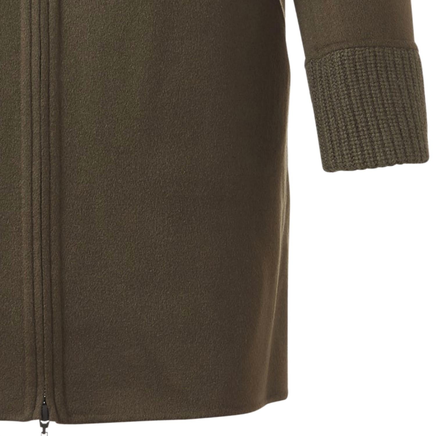 Kinross Knit Trim Zip Mock Coat in loden - women's jacket - alternate view