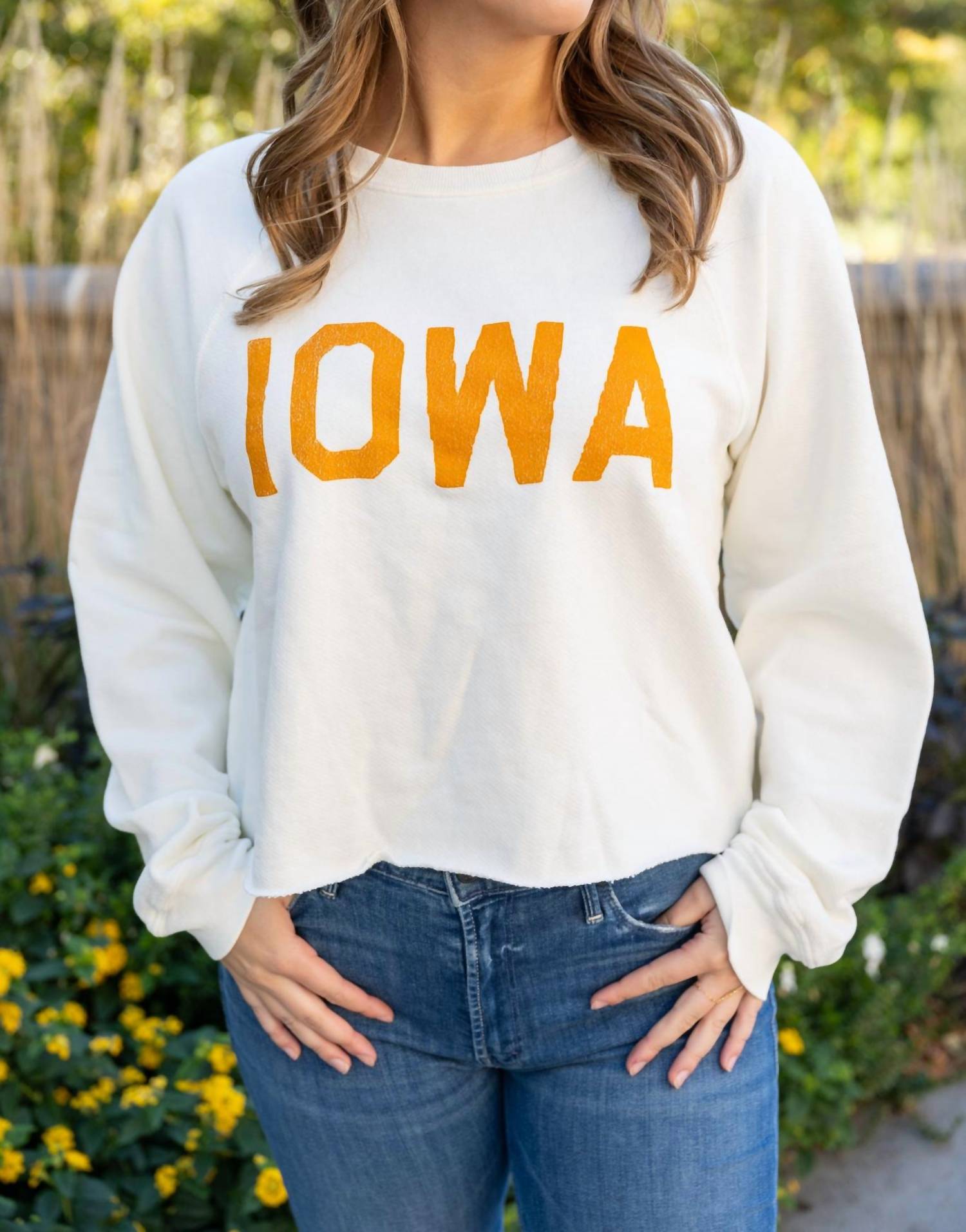 The Original Retro Brand - Vintage Iowa Sliced Hem Collegiate Sweatshirt