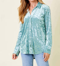 Mystree - Bubbly Button Down Velvet Shirt