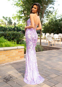 Rachel Allan - Strapless Beaded Lattice Sheath Dress With Slit