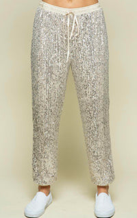 Levee - Elastic waist band sequin joggers