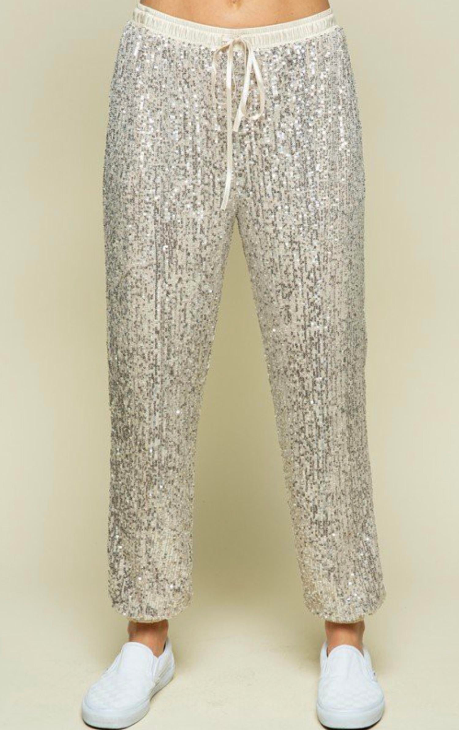 Levee - Elastic waist band sequin joggers