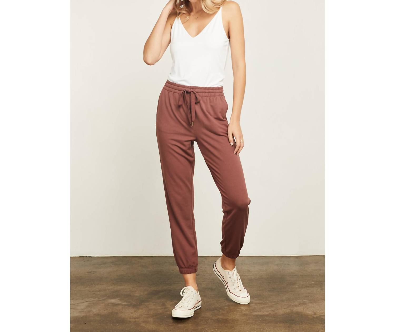 Gentle Fawn Caitlin Midrise Jogger in auburn - women's pants - detail view