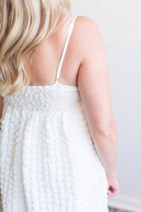 Meet Me In Santorini - Gwen Mini Dress With Unique Bubble Detailing & Spaghetti Straps