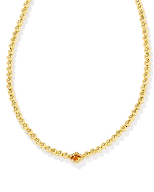 Kendra Scott - Women's Abbie Beaded Necklace Marbled Amber Illusion