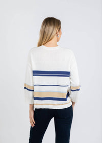 ZAKET & PLOVER Crop Stripe Sweater in white multi - women's long sleeve top - view 5