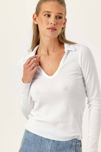 sundays Women's Jamie Tee in white - women's long sleeve top - alternate view
