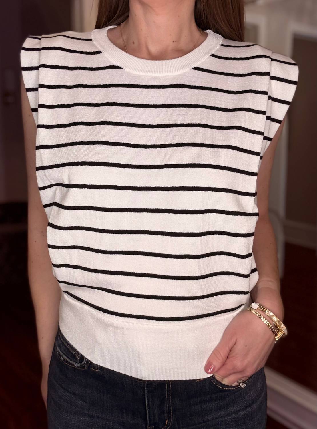 Metric Knits - Sleeveless Stripe Sweater