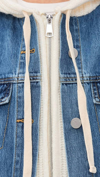 Blanknyc - Knit Denim Hooded Jacket