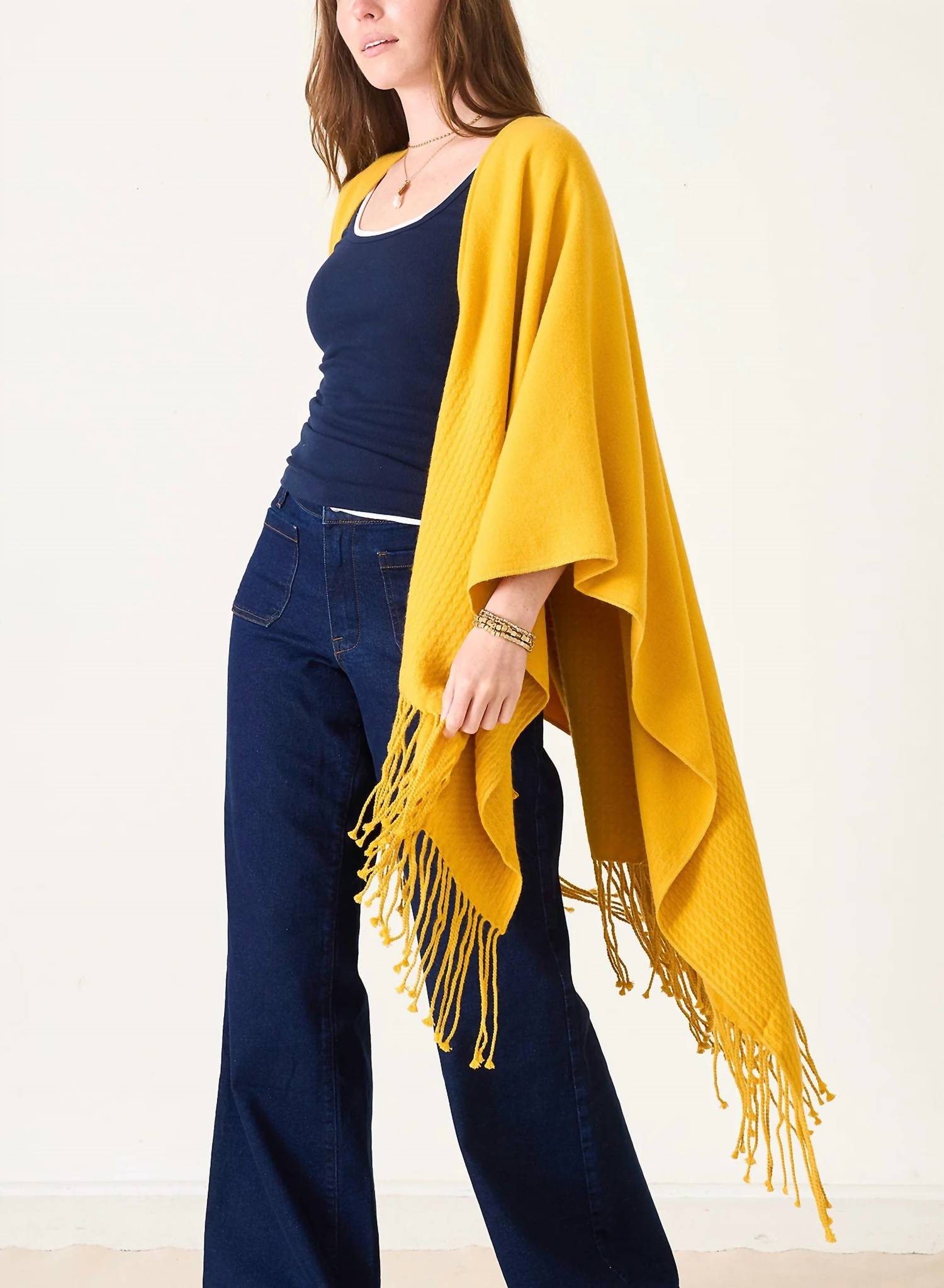 MERSEA Women's Classic Travel Wrap in mustard - women's scarf