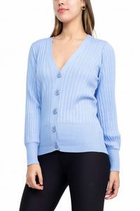 Cyrus - V-neck Button Down Long Sleeve Knit Cardigan