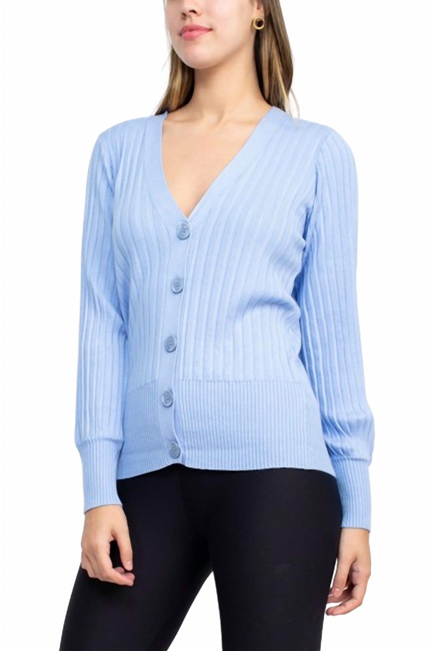 Cyrus - V-neck Button Down Long Sleeve Knit Cardigan