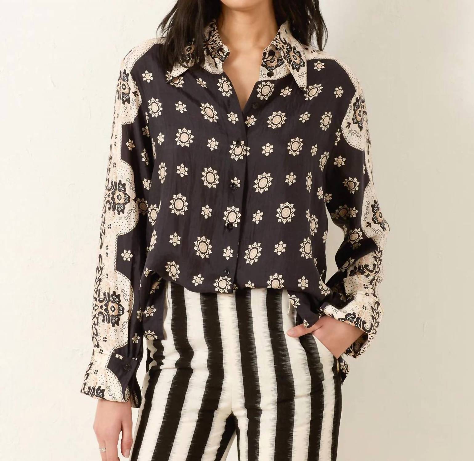 ALIX OF BOHEMIA Dana Bronco Bandana Shirt in black - women's shirt