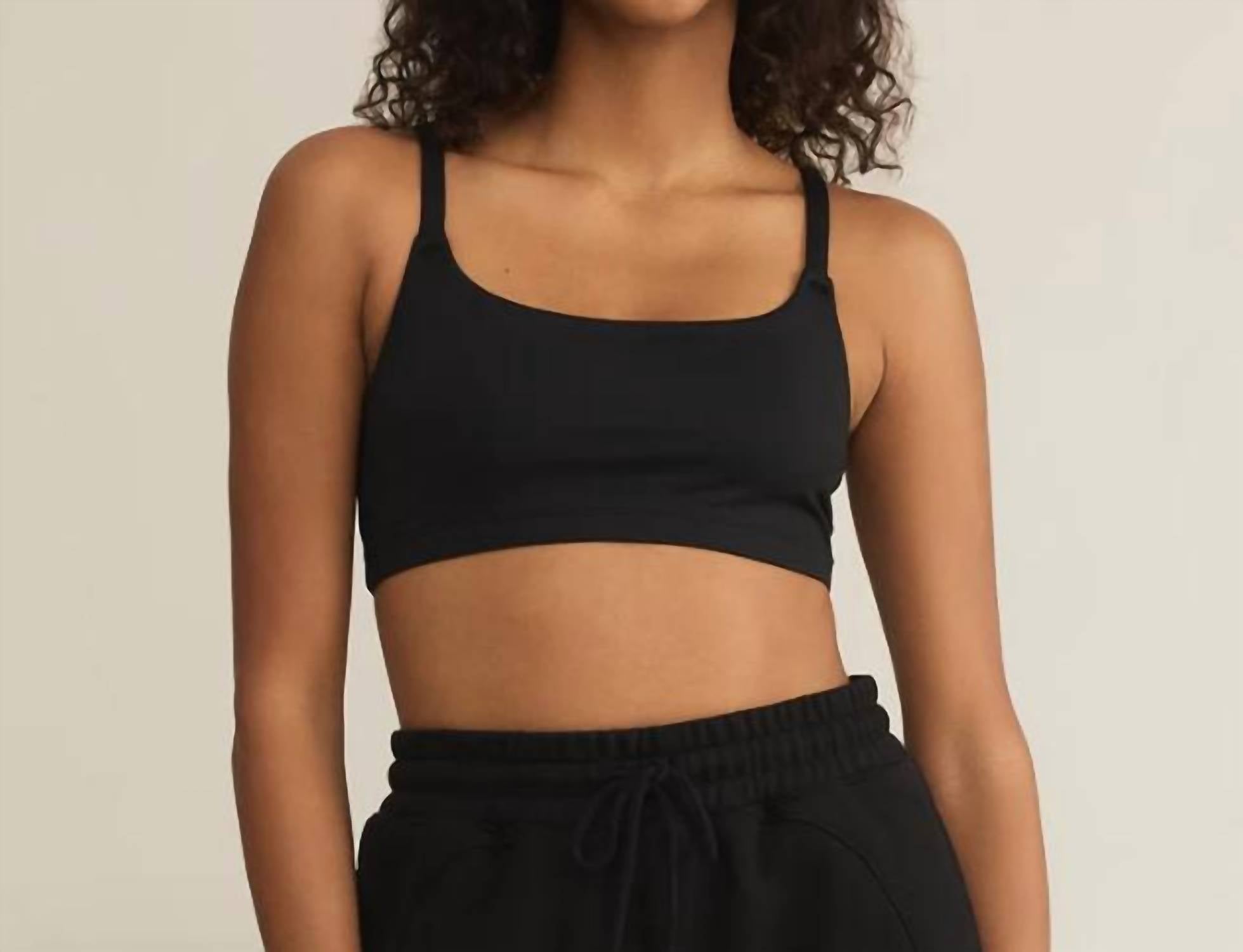 Z Supply Luxe Scoopneck Bralette in black - women's intimate