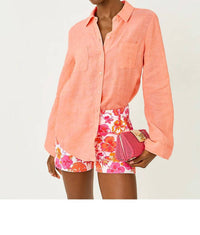 Lilly Pulitzer - Sea View Linen Button Down Top