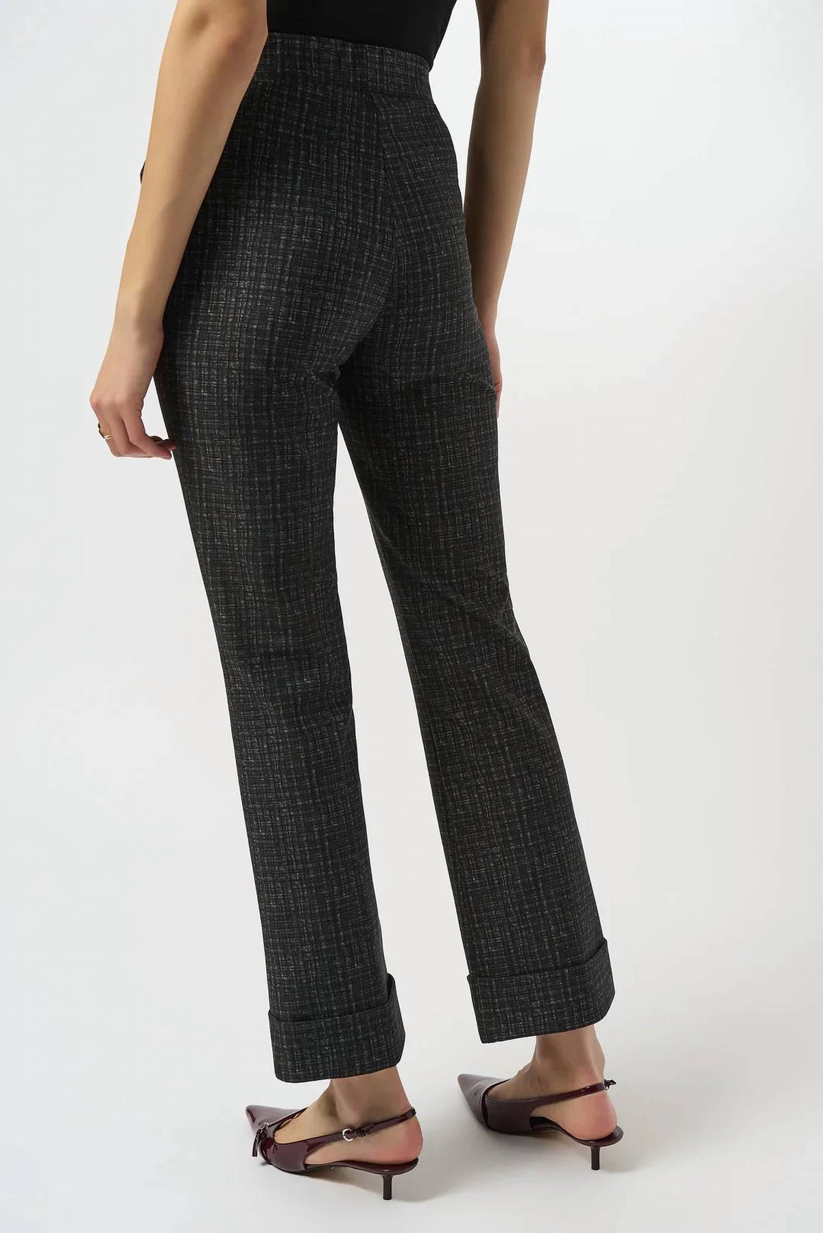 Joseph Ribkoff - Checkered Print Pull On Flared Pants