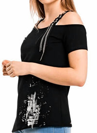 Olyss - Tania One-Shoulder Studded Tee
